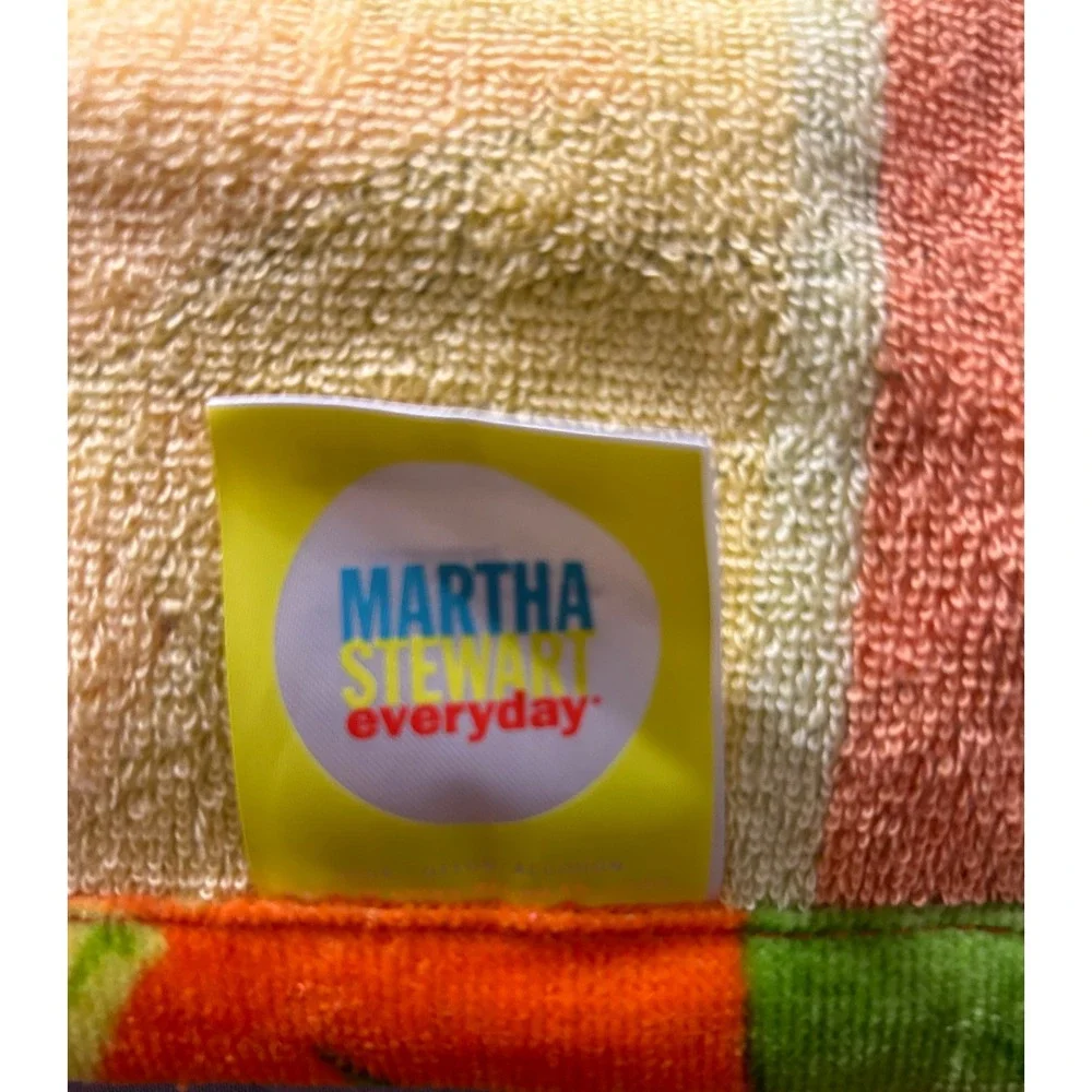 Martha Stewart Beach Towel 34x60 Tropical Bamboo Orange Green 2006 Pool Towel
